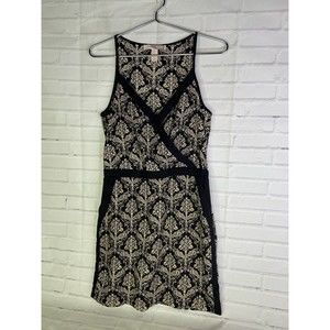 Forever 21 Black Tan Baroque Print Dress Front Pockets Womens Juniors Size XS